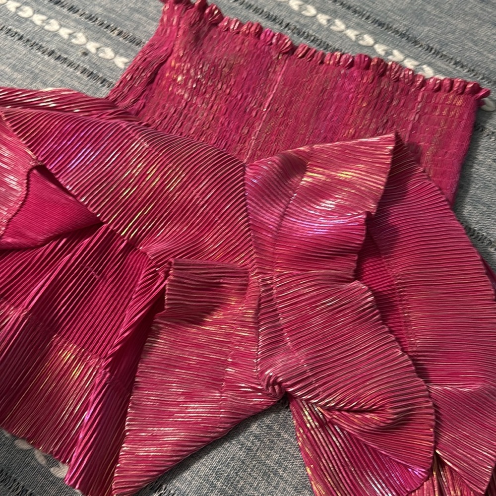 Queen of Sparkles Pink Metallic Smocked Skort | Size Small - Picture 3 of 3